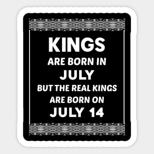 Birthday King White July 14 14th Sticker